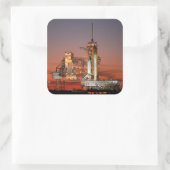Red Sky voor Space Shuttle Atlantis Lancering Vierkante Sticker (Tas)