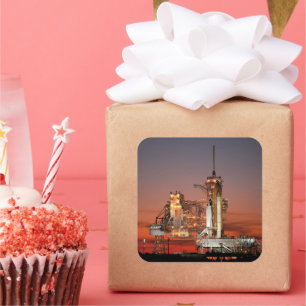 Red Sky voor Space Shuttle Atlantis Lancering Vierkante Sticker