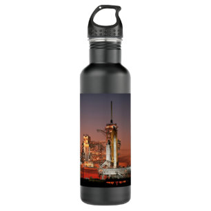 Red Sky voor Space Shuttle Atlantis Lancering Waterfles