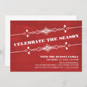 Red Slanted Chalkboard Holiday Party Invite Kaart (Voorkant / Achterkant)