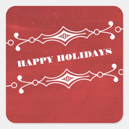 Red Slanted Chalkboard Holiday Stickers (Voorkant)