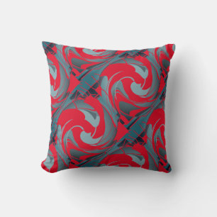 Red Slate Seafoam Diagonal Swirling Art Design Kussen