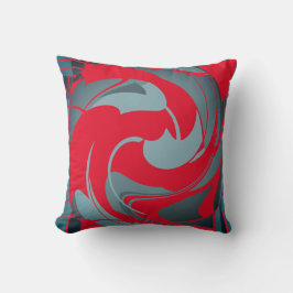 Red Slate Seafoam Swirling Abstract Flower Design Kussen