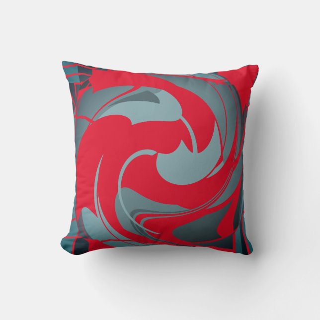 Red Slate Seafoam Swirling Abstract Flower Design Kussen (Voorkant)