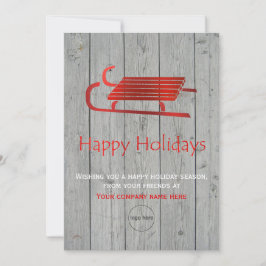 Red Sled Rustic Corporate Christmas Kaart