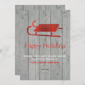 Red Sled Rustic Corporate Christmas Kaart (Voorkant / Achterkant)