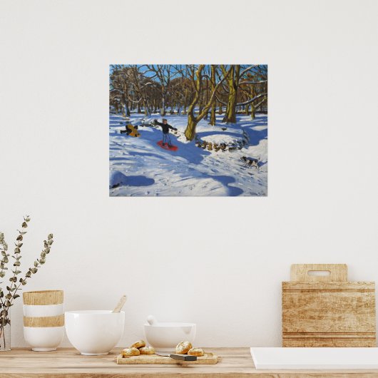 Red sledge Lomberdale Hall Derbyshire 2014 Poster (Keuken)