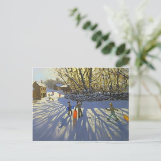 Red sledge Monyash Derbyshire Briefkaart (Staand voorkant)