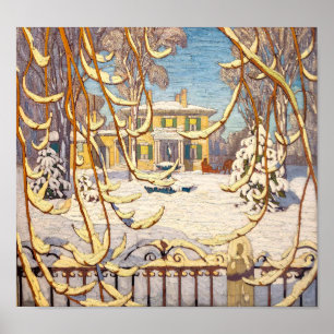 Red Sleigh House, Winter Lawren Harris Poster