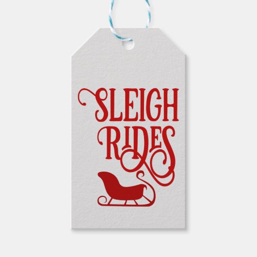 Red Sleigh Rides Holiday Cadeaulabel (Voorkant)