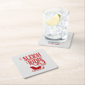 Red Sleigh Rides Holiday Kartonnen Onderzetters (Insitu)