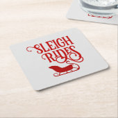 Red Sleigh Rides Holiday Kartonnen Onderzetters (Schuin)