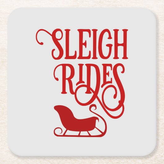 Red Sleigh Rides Holiday Kartonnen Onderzetters (Voorkant)