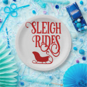 Red Sleigh Rides Holiday Papieren Bordje (Feest)