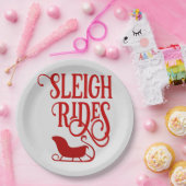 Red Sleigh Rides Holiday Papieren Bordje (Feest)