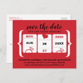 Red Slot Machine Save the Date Wedding Aankondigingskaart (Voorkant / Achterkant)