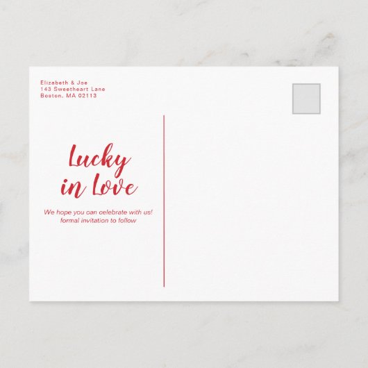 Red Slot Machine Save the Date Wedding Aankondigingskaart (Achterkant)