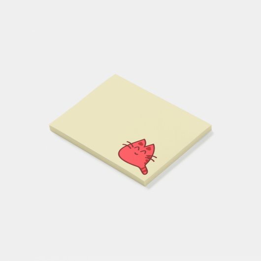Red Smiling Kitty Cat Post-it® Notes (Schuin)
