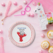 Red Smiling Lobster Chef Pet Stripes Papieren Bordje (Feest)