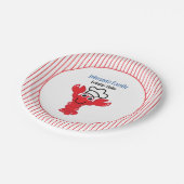 Red Smiling Lobster Chef Pet Stripes Papieren Bordje (Gekanteld)