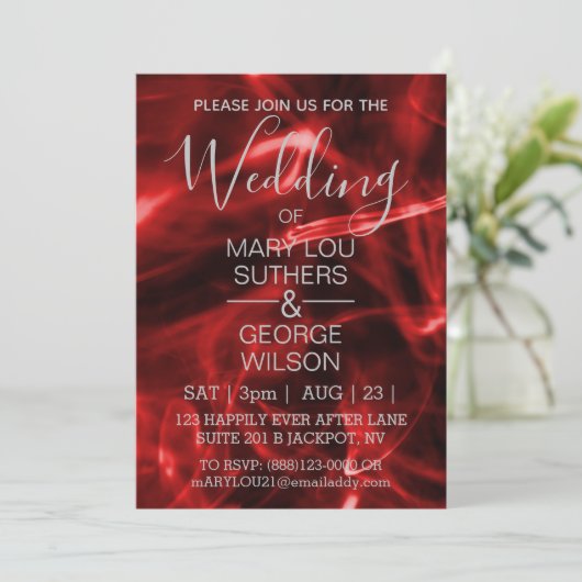 Red Smoke Wedding Kaart (Staand voorkant)