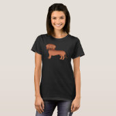 Red Smooth Coat Dachshund Cute Cartoon Dog T-shirt (Voorkant volledig)