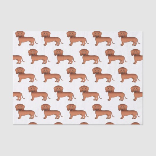 Red Smooth Coat Dachshund Cute Dog Patroon Tissuepapier (Voorkant)