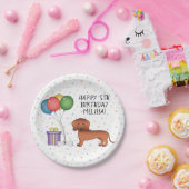 Red Smooth Coat Dachshund Dog Happy Birthday Papieren Bordje (Feest)