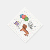 Red Smooth Coat Dachshund Dog Happy Birthday Servet (Hoek)