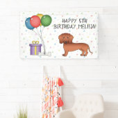 Red Smooth Coat Dachshund Dog Happy Birthday Spandoek (Insitu)