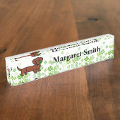 Red Smooth Dachshund 2 Naambordje (Zijkant)