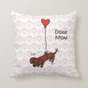 Red Smooth Dachshund Heart ballon Kussen
