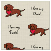 Red Smooth Dachshund Heart Stof (Close Up)