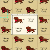 Red Smooth Dachshund Heart Stof (Delen)
