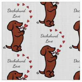 Red Smooth Dachshund Love Fabric Stof