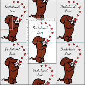 Red Smooth Dachshund Love Fabric Stof (Delen)
