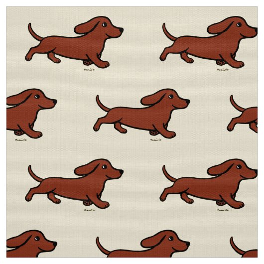 Red Smooth Dachshund onderweg Stof (Swatch)