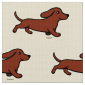 Red Smooth Dachshund onderweg Stof (Close Up)