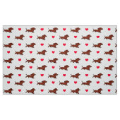 Red Smooth Dachshund Running Hearts Stof (Fat Quarter)