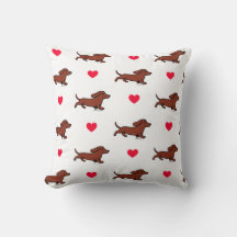 Red Smooth Dachshund Valentine Red Hearts