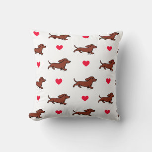 Red Smooth Dachshund Valentine Red Hearts Kussen