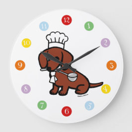 Red Smooth Haire Dachshund Chef Grote Klok