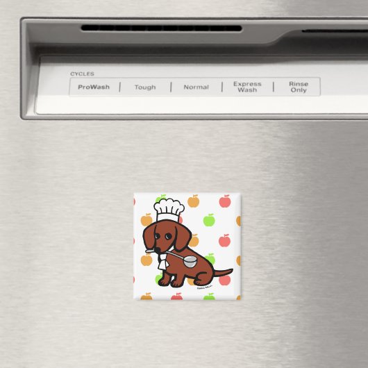 Red Smooth Haire Dachshund Chef Magneet (Insitu (Vaatwasser))