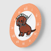 Red Smooth Haire Dachshund Flowers Grote Klok (Hoek)