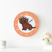 Red Smooth Haire Dachshund Flowers Grote Klok (Huis)