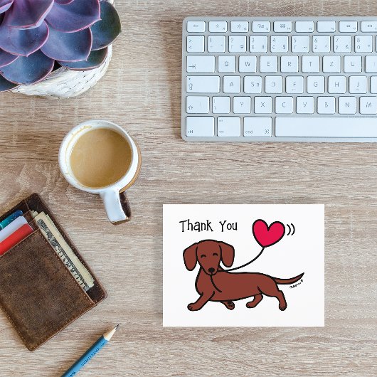 Red Smooth Haire Dachshund glimlachend Hartelijk d Briefkaart