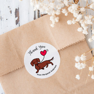 Red Smooth Haire Dachshund glimlachend Hartelijk d Ronde Sticker