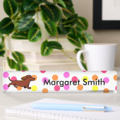 Red Smooth Haire Dachshund Polka Dot Naambordje
