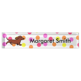 Red Smooth Haire Dachshund Polka Dot Naambordje