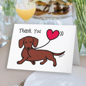 Red Smooth Hazard Dachshund Smiling Bedankkaart